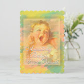 Baby meisje  schattig elegante waterverf kaart (Staand voorkant)