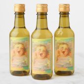 Baby meisje  schattig elegante waterverf wijn etiket (Flessen)