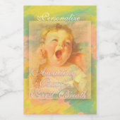 Baby meisje  schattig elegante waterverf wijn etiket (Enkel label)