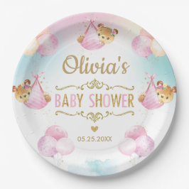 Baby Meisje Schattige Beren ballonnen Baby shower Papieren Bordje