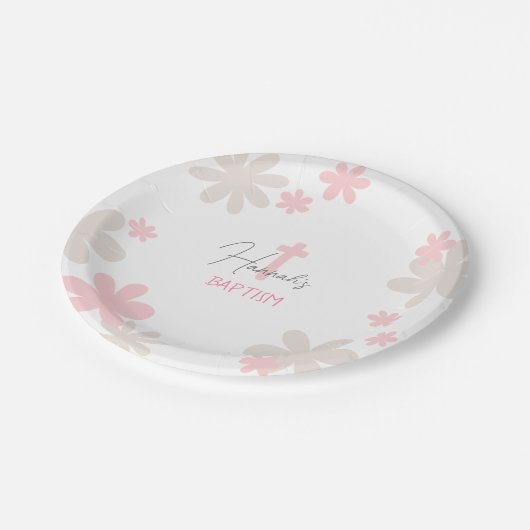 Baby Meisje Schattige Doop Doop Papier Borden Papieren Bordje (Gekanteld)