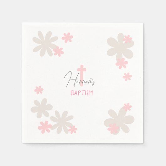 Baby Meisje Schattige Doop Doopsel Papier Servet (Voorkant)