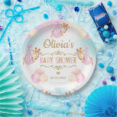 Baby Meisje Schattige Giraffe Ballons Baby shower Papieren Bordje (Feest)