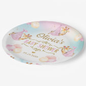 Baby Meisje Schattige Giraffe Ballons Baby shower Papieren Bordje (Gekanteld)