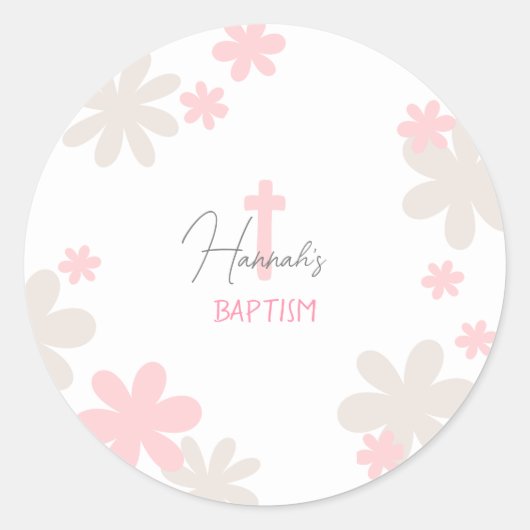 Baby Meisje Schattigee Dooptafel Confetti Sticker (Voorkant)