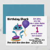 Baby Meisje Shark Gepersonaliseerde Verjaardagsfee Kaart (Voorkant / Achterkant)