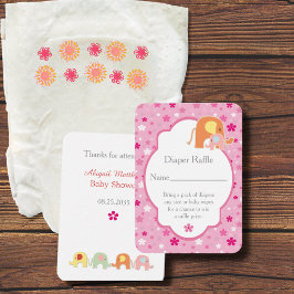 Baby Meisje Shower Luier Raffle Olifanten Informatiekaartje