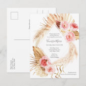 Baby Meisje Shower Modern Boho Pampas gras bloem Uitnodiging Briefkaart (Voorkant / Achterkant)