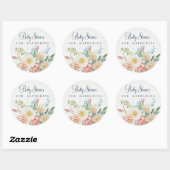 Baby Meisje Shower Roze Roze Bloemige Blad Groene Ronde Sticker (Vel)
