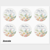 Baby Meisje Shower Roze Roze Bloemige Blad Groenel Ronde Sticker (Vel)