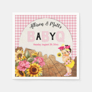 Baby Meisje Shower Roze Zonnebloemen Baby Q Barbec Servet