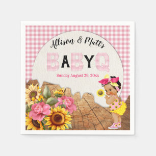 Baby Meisje Shower Roze Zonnebloemen Baby Q Barbeq Servet