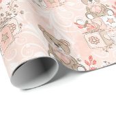 Baby Meisje Shower Teddyberen Inpakpapier (Rol Hoek)