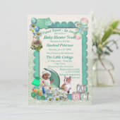 Baby Meisje Shower Uitnodiging Tweets (Staand voorkant)