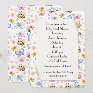 Baby Meisje Shower Whimsical Insecten Kaart