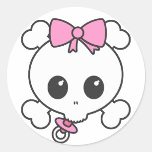 Baby Meisje Skully Ronde Sticker