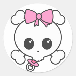Baby Meisje Skully Ronde Sticker