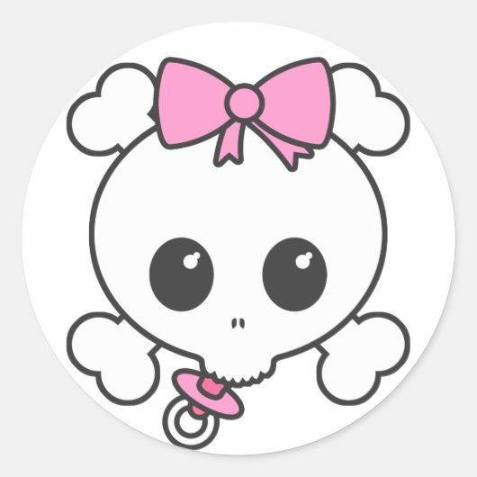 Baby Meisje Skully Ronde Sticker (Voorkant)