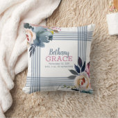 Baby Meisje Slaapkamer Blauw Roze Aquarel Bloem Kussen (Deken)