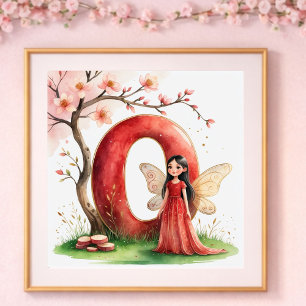 Baby Meisje Slaapkamer Letter O Fee Bloemstuk Poster