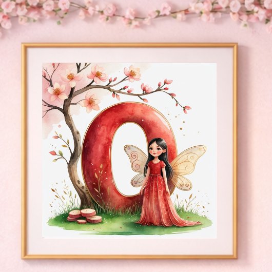 Baby Meisje Slaapkamer Letter O Fee Bloemstuk Poster