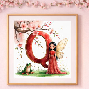 Baby Meisje Slaapkamer Letter Q Fee Bloemstuk Poster
