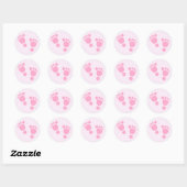 Baby Meisje Sticker, Roze Voeten Ronde Sticker (Vel)