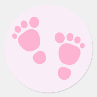 Baby Meisje Sticker, Roze Voeten Ronde Sticker