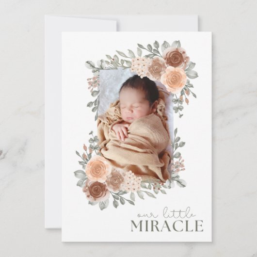 Baby Meisje Sweet Floral Foto Geboorte Aankondigin Aankondiging (Voorkant)