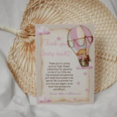 Baby Meisje Teddy Beer Roze Bedankkaart