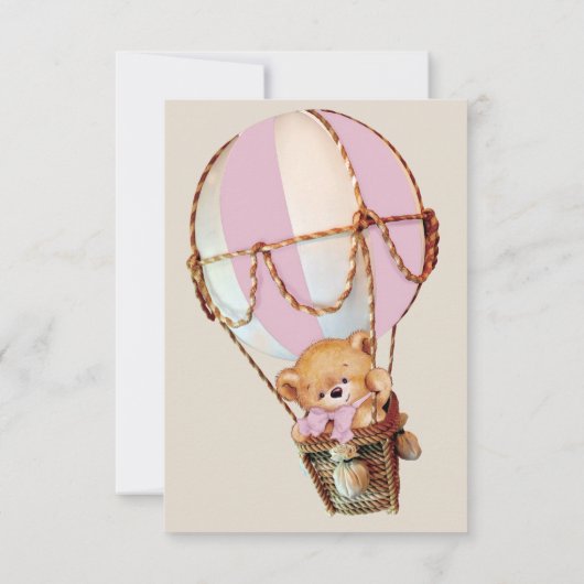 Baby Meisje Teddy Beer Roze Bedankkaart (Achterkant)