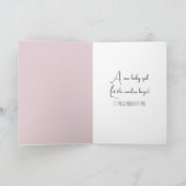 Baby meisje teddybeer met roze strik kaart (Binnen)