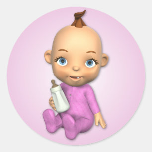 Baby Meisje Toon Sticker