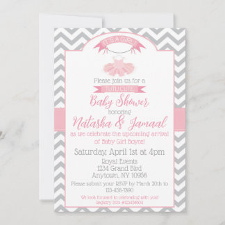 Baby Meisje Tutu Ballet Baby shower Invitation Roz Kaart
