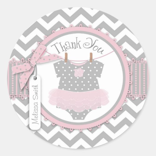 Baby Meisje Tutu Chevron Print Dank u Label (Voorkant)