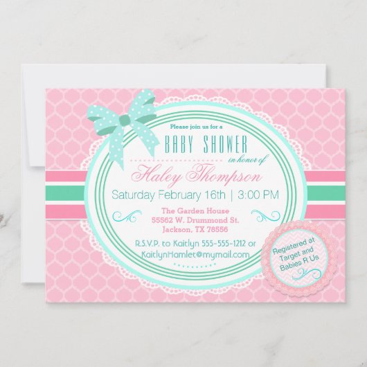 Baby meisje tutu douche uitnodiging (Voorkant)