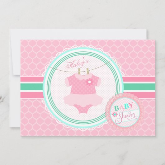 Baby meisje tutu douche uitnodiging (Achterkant)