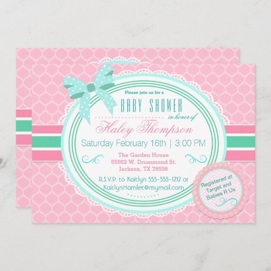 Baby meisje tutu douche uitnodiging (Voorkant / Achterkant)