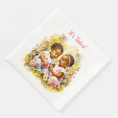 Baby meisje tweeling van kleur Baby shower Servet (Hoek)