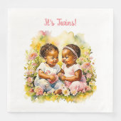 Baby meisje tweeling van kleur Baby shower Servet (Voorkant)