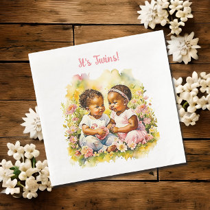 Baby meisje tweeling van kleur Baby shower Servet