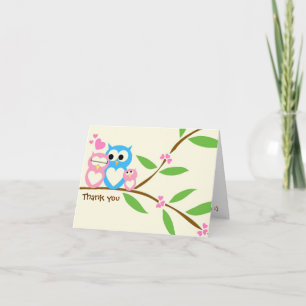 Baby Meisje Uil Bedankt Opmerking Kaart