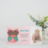 Baby Meisje Uil Dank u Fotosjabloon Fotokaart Bedankkaart (Staand voorkant)
