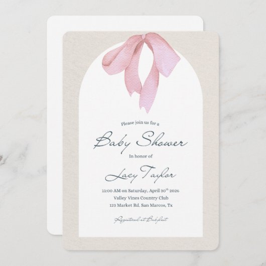 Baby Meisje - Uitnodiging voor een buiendouche (Voorkant / Achterkant)