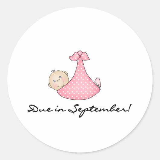 Baby Meisje Verschuldigd in September Ronde Sticker (Voorkant)