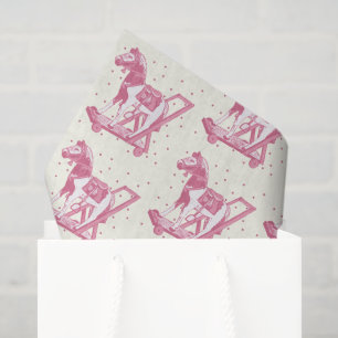 Baby Meisje Vintage Roze Hobby Paard Patroon Tissuepapier