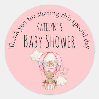 Baby Meisje Voetafdruk Baby Shower Roze Ronde Sticker