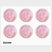 Baby Meisje Voetafdruk Glitterende Baby shower Fav Ronde Sticker (Vel)