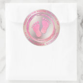 Baby Meisje Voetafdruk Glitterende Baby shower Fav Ronde Sticker (Tas)