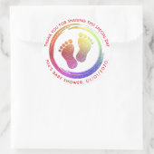 Baby Meisje Voetafdruk Glitterende Baby shower Fav Ronde Sticker (Tas)